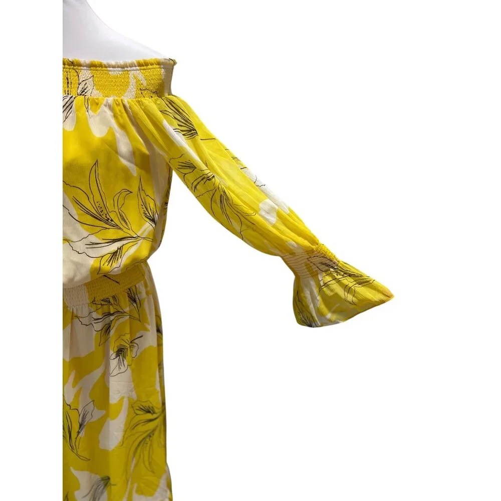 Chico’s Off Shoulder Pineapple Maxi Dress Yellow Size 10 - Picture 10 of 15